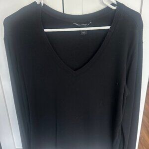 Athleta Sunrise V-Neck Sweatshirt Black Petite Small